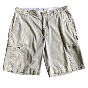 Greg Norman Tasso Elba Five Iron Cargo Shorts Mens 36 Ivory Tan Golf Casual